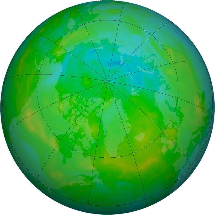Arctic ozone map for 29 July 1986